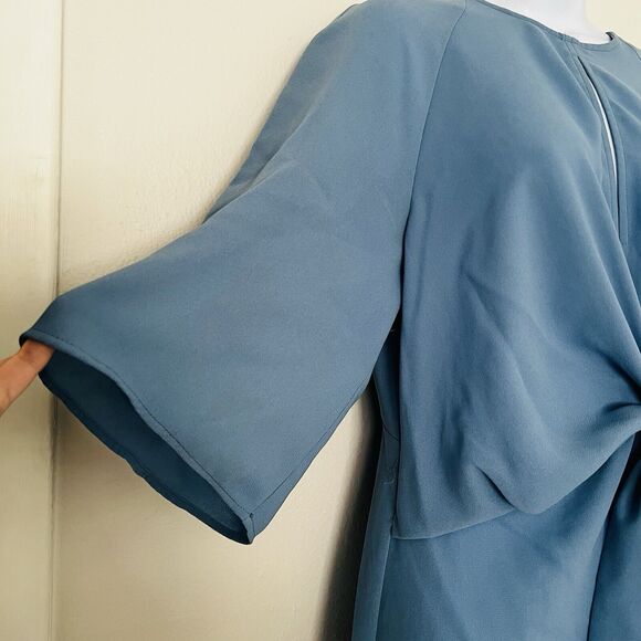 TopShop Nordstrom Size 8 US Mini Draped Knot Dress Light Dusty Blue Back Cutout - Picture 4 of 15